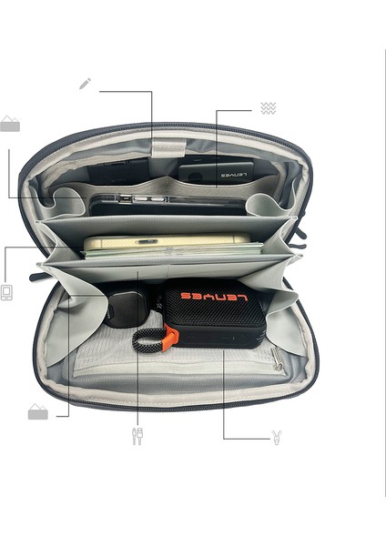 LB561 Su Geçirmez Aşınmaya ve Çizilmeye Dayanıklı Omuz Askılı Aksesuar Çantası 25.5cm Gri modelleri