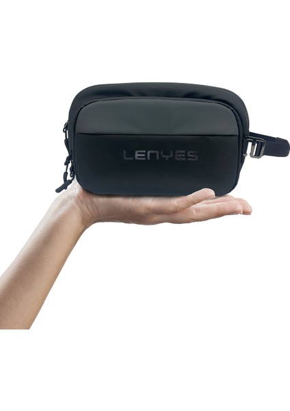 LB561 Su Geçirmez Aşınmaya ve Çizilmeye Dayanıklı Omuz Askılı Aksesuar Çantası 25.5cm Gri