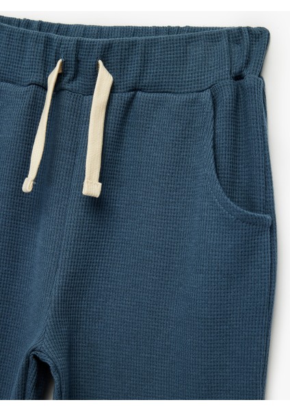 Pamuklu Waffle Dokulu Beli Bağcıklı Jogger Eşofman Altı modelleri