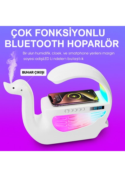 Taşınabilir 6-In-1 Nemlendirici & Hoparlör | Rgb Işık + Kablosuz Şarj + Aux fiyatları
