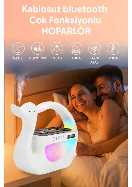 Taşınabilir 6-In-1 Nemlendirici & Hoparlör | Rgb Işık + Kablosuz Şarj + Aux modelleri
