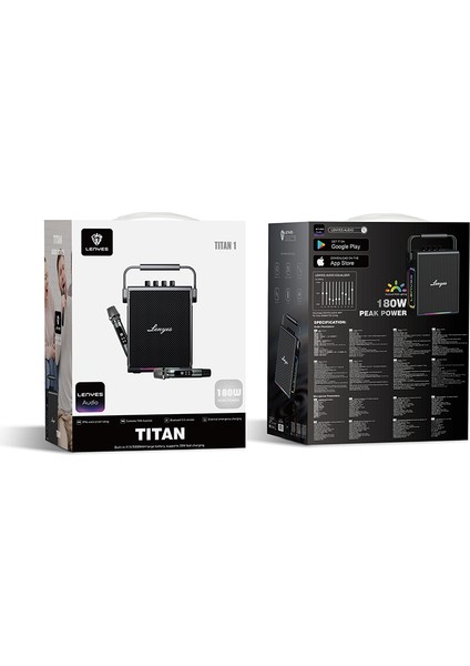 Titan 1 Serisi Rgb Işıklı Çift Mikrofonlu Bluetooth Speaker Hoparlör V5.3 5000MAH Siyah