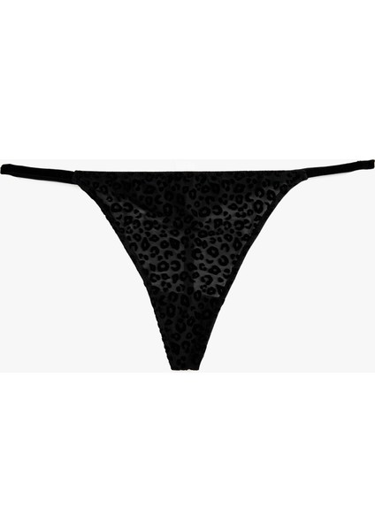 Leopar Desenli Tül String Külot