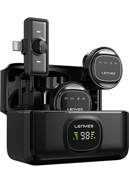 LM204-L Akıllı Gürültü Engelleyici Lightning Bağlantılı Kablosuz Yaka Mikrofonu Siyah