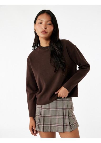 Rahat Kalıp Uzun Kollu Bisiklet Yaka Tişört fiyatları