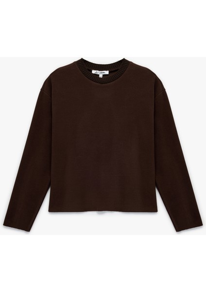 Rahat Kalıp Uzun Kollu Bisiklet Yaka Tişört modelleri