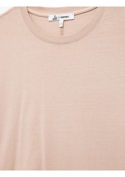 Kısa Kollu Bisiklet Yaka Pamuklu Yıkamalı Oversize Tişört modelleri