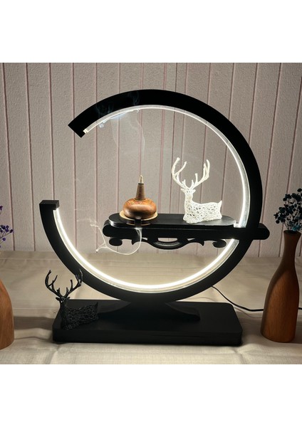 Modern LED Işıklı Dekoratif Lamba - Geyik Figürlü Geri Akış Tütsülük Gece Lambası fiyatları