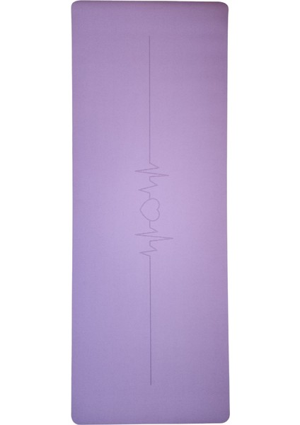 Yoga Matı Kaydırmaz Doğal Kauçuk 5mm Mor Kalp Desenli