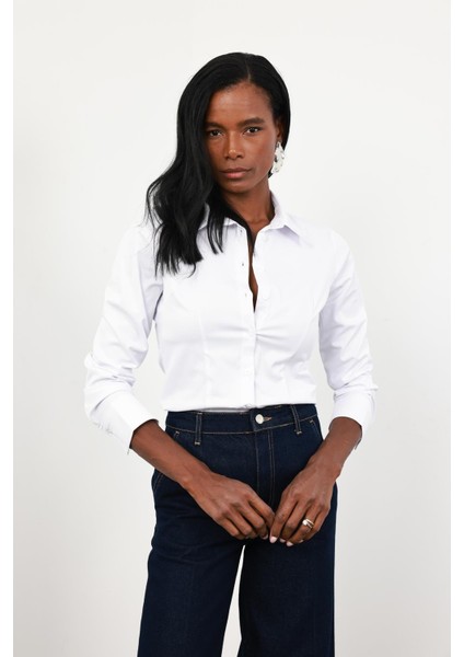 Beyaz Likralı Slim Fit Gömlek 4897 modelleri