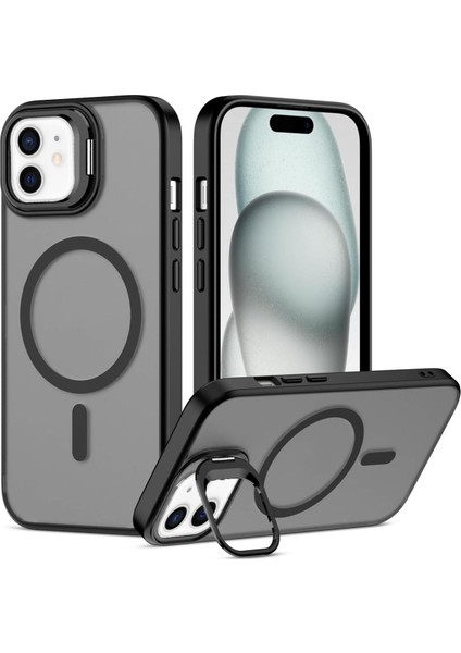 iPhone 11 Uyumlu Kenarları Gri Kamera Standlı Arkası Şeffaf Magsafe Kılıf fiyatları