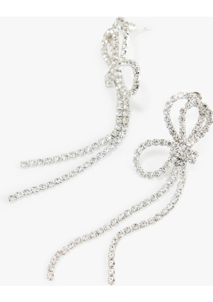 Büyük Boy Taşlı Sallantılı Fiyonklu Küpe fiyatları