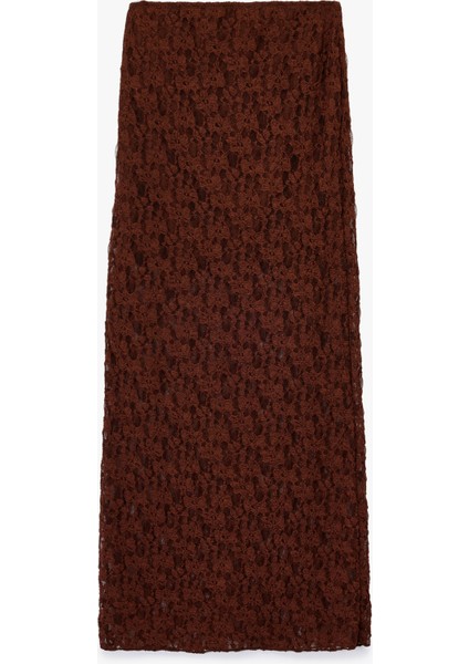 Slim Fit Yüksek Bel Dantel Midi Kalem Etek fiyatları