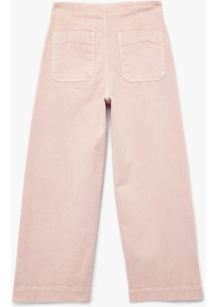 Yüksek Bel Cep Detaylı Düğmeli Kısa Geniş Paça Pantolon - Culotte Jeans fiyatları