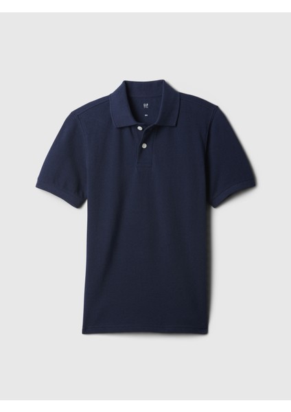 Erkek Çocuk Lacivert Gap Logo Piqué Polo Yaka T-Shirt