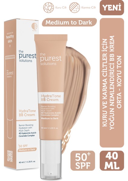 Kuru ve Karma Ciltler Için Yoğun Nemlendirici Bb Krem, Spf 50+,40 ml – Orta / Koyu Ton