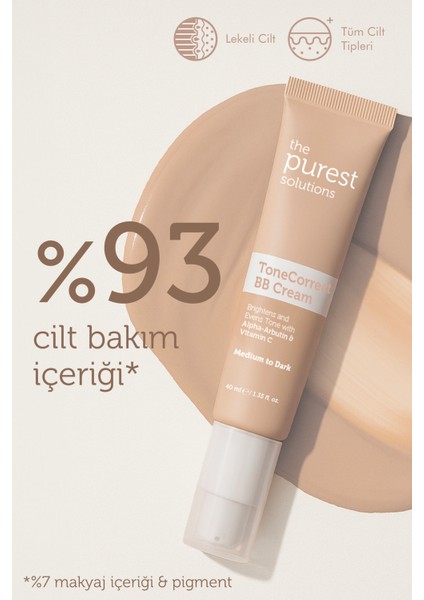 Lekeli Ciltler Için Cilt Tonu Eşitlemeye Yardımcı Bb Krem, Spf 50+,40 ml – Orta / Koyu Ton modelleri