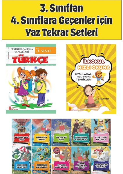 3.sınıftan 4.sınıfa Geçenler Için Hızlı Okuma ile Türkçe Etkinlik Kitabım+10 Lu Hikaye Seti 3