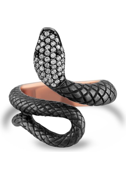 0.44 Karat Pırlanta Yüzük, Yılan Figürlü, Gerçek Pırlanta, Sertifikalı Mücevher