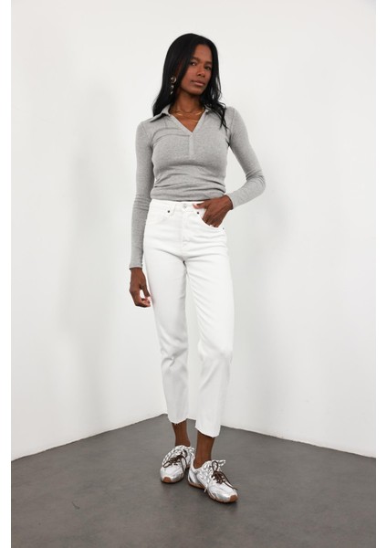 Beyaz Yüksek Bel Boyfit Jean fiyatları