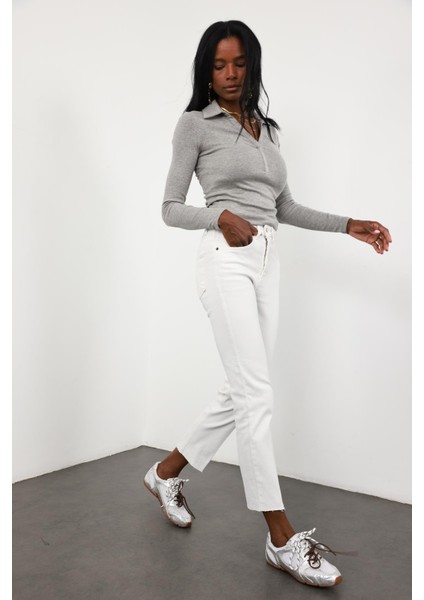 Beyaz Yüksek Bel Boyfit Jean modelleri