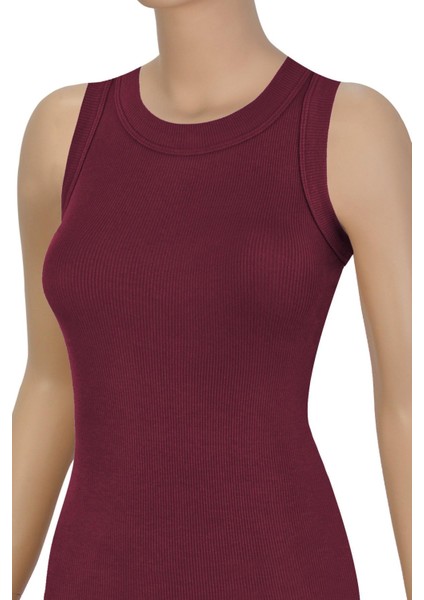 Kadın Atlet Sıfır Kol Fitilli Halter Yaka (%96 Pamuk - %4 Elastan)