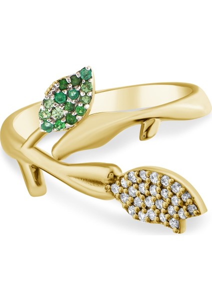 0.36 Karat Pırlanta Zümrüt Yüzük, Yaprak Figürlü, Gerçek Pırlanta, Sertifikalı Mücevher fırsatları