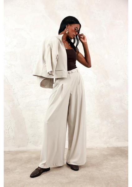 Taş Krep Dökümlü Palazzo Pantolon 031577 modelleri