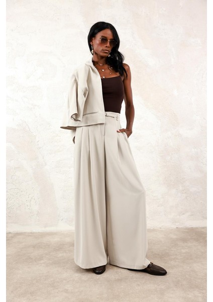 Taş Krep Dökümlü Palazzo Pantolon 031577 indirimleri