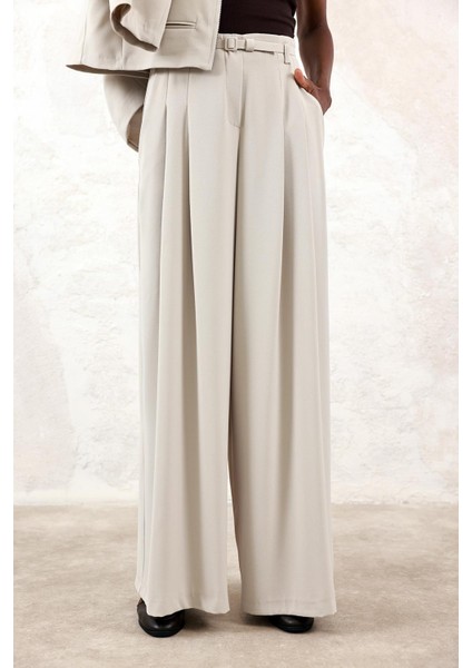 Taş Krep Dökümlü Palazzo Pantolon 031577