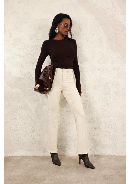 Naturel Full Likra Toparlayan Flare Jean 7578