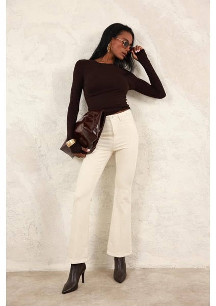 Naturel Full Likra Toparlayan Flare Jean 7578 modelleri