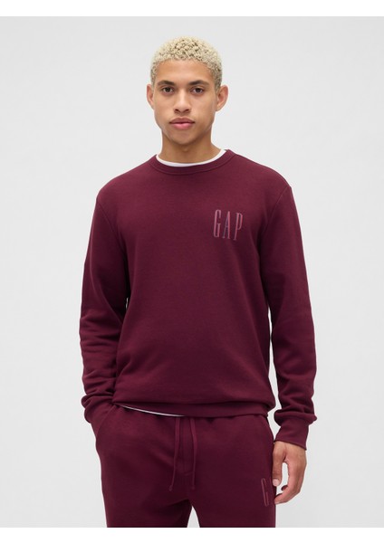 Erkek Bordo Gap Logo Fleece Sweatshirt