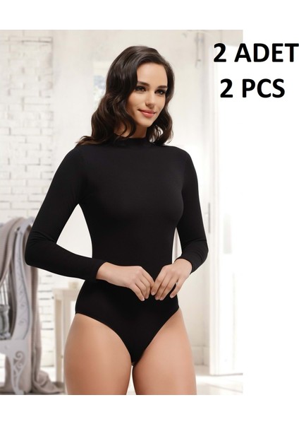 Kadın Balıkçı Yaka % 47 Modal % 47 Cotton % 6 Elastane Uzun Kollu Kancalı 2 Adet Body