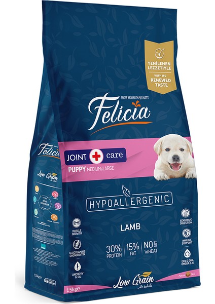 15 Kg Kuzulu Az Tahıllı M/Large Yavru Köpek Maması Breed