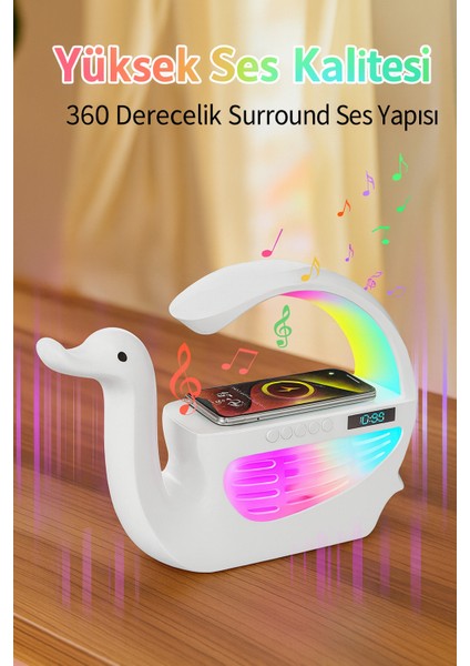 6’sı 1 Arada Kuğu Tasarım Nemlendirici | Rgb Işık + Hoparlör + Kablosuz Şarj fiyatları