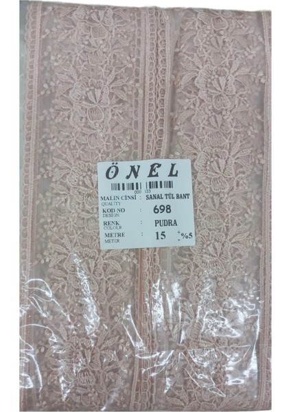 Dantel Polyester Sanal Tül Bant Pudra 15 Metre En 6 cm ON-698-PU