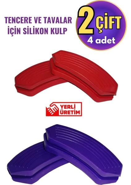 Silikon Tencere Tava Tutacağı Yanmaz Yapışmaz Tutamaç Eldiven 9x4 cm Renkli 2 Çift 4 Adetten Oluşur