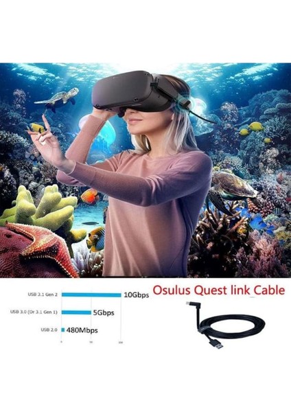 Usb3.2 Oculus Quest 3/2/1 Pico 4 Uyumlu, 5gbps Hızlı Aktarım, Vr Uyumlu 5m Kablo fiyatları