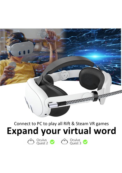 Usb3.2 Oculus Quest 3/2/1 Pico 4 Uyumlu, 5gbps Hızlı Aktarım, Vr Uyumlu 5m Kablo