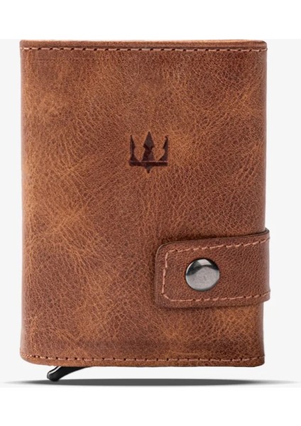 Moon Mekanizmalı Hakiki Deri Minimal Kişiye Özel İsim Baskılı Cüzdan