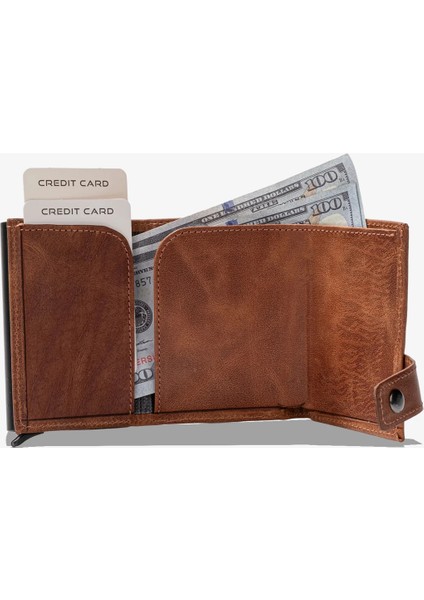 Moon Mekanizmalı Hakiki Deri Minimal Kişiye Özel İsim Baskılı Cüzdan modelleri