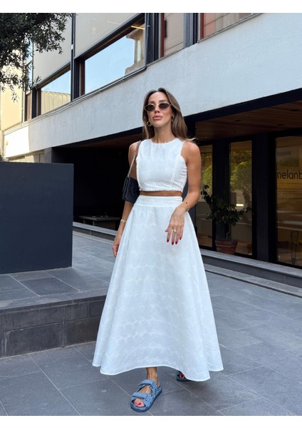 Kadın Fisto Etek Büstiyer Beyaz Takım indirimleri