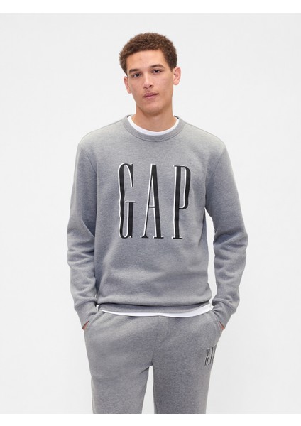 Erkek Gri Gap Logo Fleece Sweatshirt