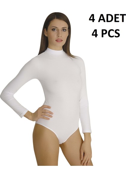 Kadın Balıkçı Yaka % 47 Modal % 47 Cotton % 6 Elastane Uzun Kollu Kancalı 4 Adet Body