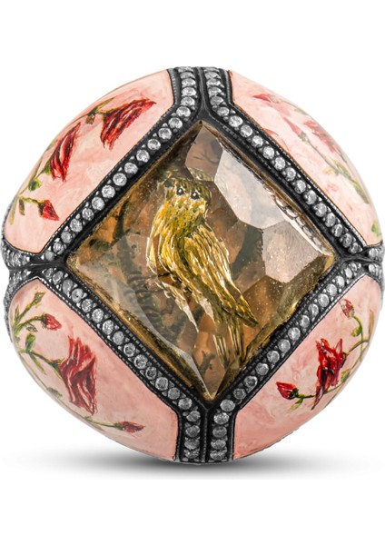 2.12 Karat Pırlanta Yüzük, Çiçek ve Kuş Motifli, Gerçek Pırlanta, Sertifikalı Mücevher fırsatları