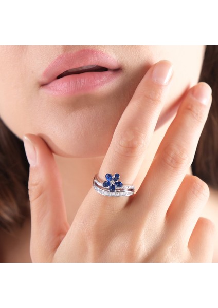 1.07 Karat Pırlanta Safir Yüzük, Gerçek Pırlanta, Sertifikalı Mücevher modelleri