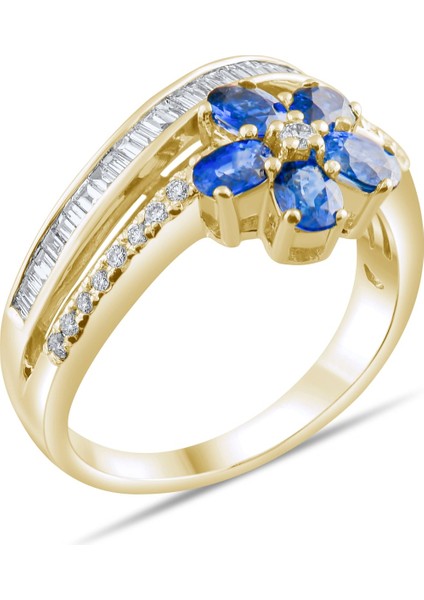 1.07 Karat Pırlanta Safir Yüzük, Gerçek Pırlanta, Sertifikalı Mücevher fırsatları