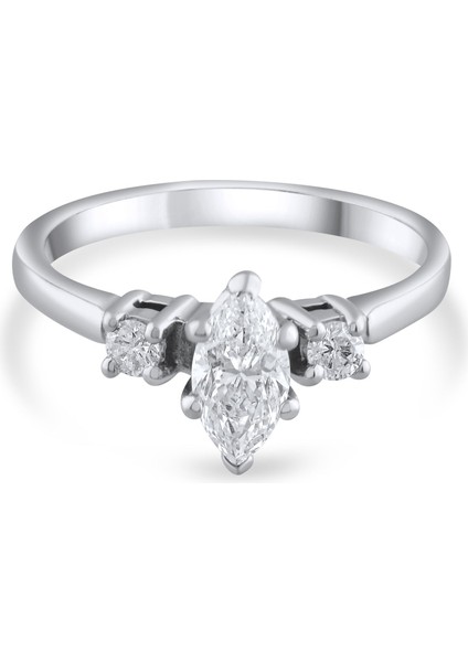 0.77 Karat Markiz Pırlanta Yüzük, Gerçek Pırlanta, Sertifikalı Mücevher