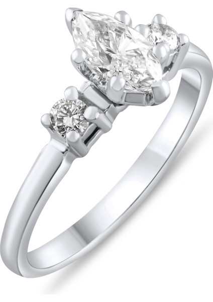 0.77 Karat Markiz Pırlanta Yüzük, Gerçek Pırlanta, Sertifikalı Mücevher fırsatları